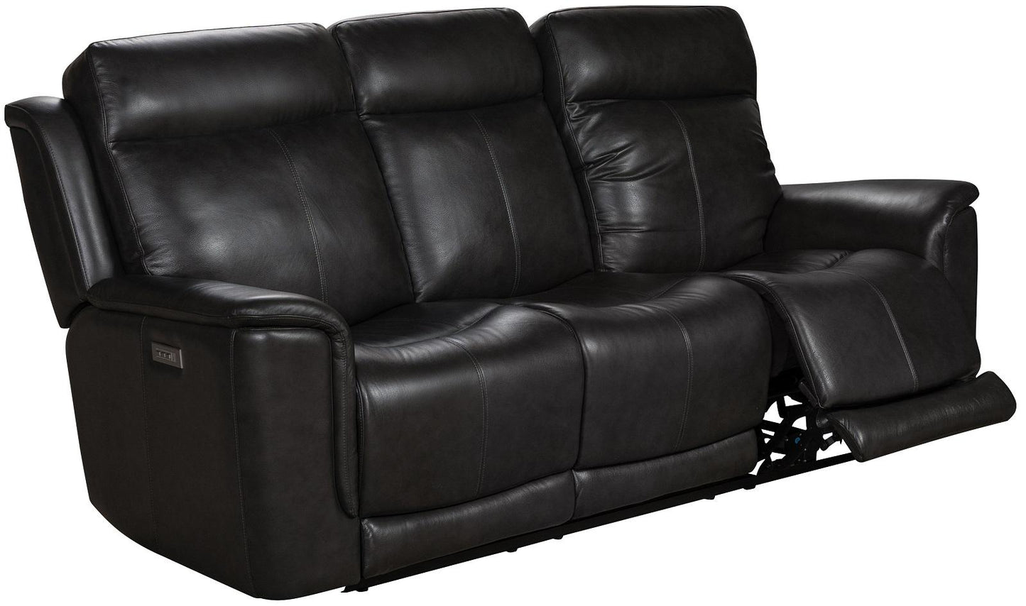 BarcaLounger Burbank Reclining Sofa w/ Power Headrest in Matteo-smokey gray