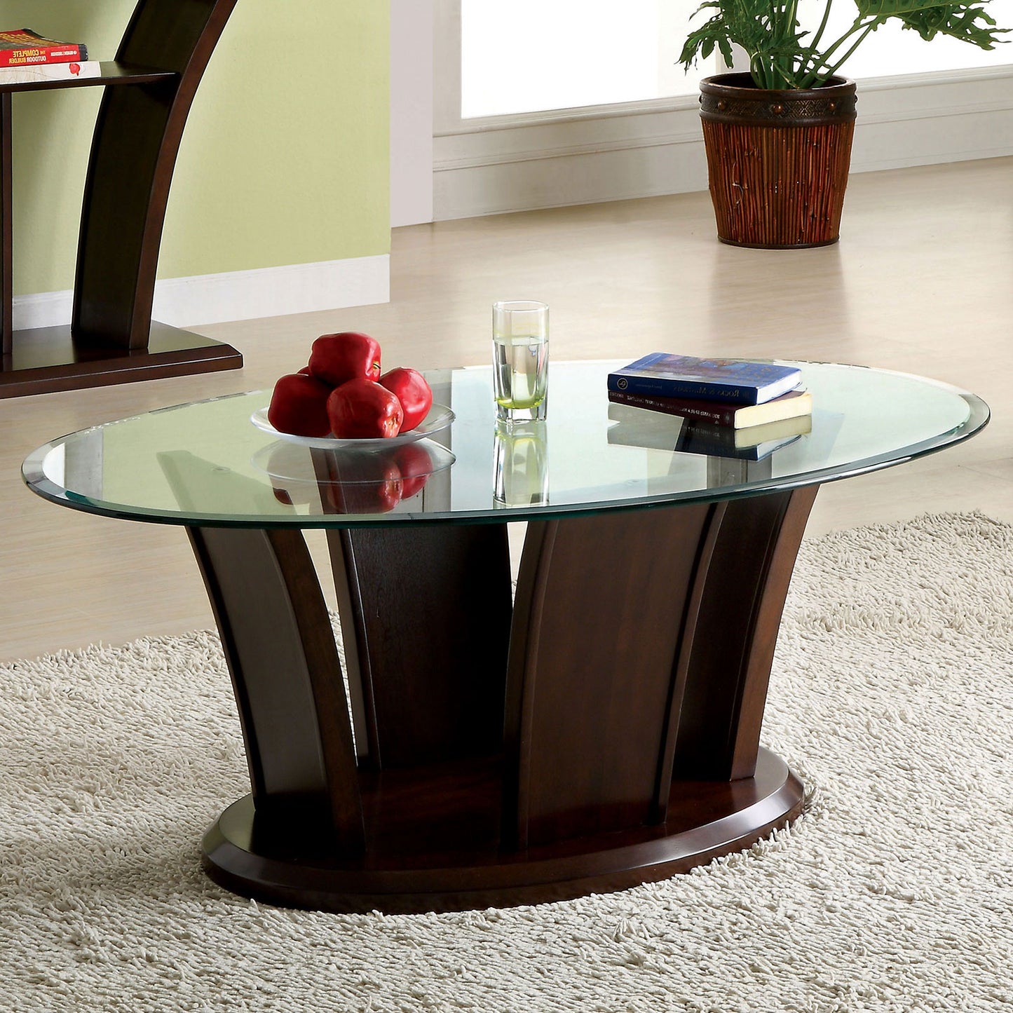 Furniture of America MANHATTAN IV Brown Cherry Coffee Table, Brown Cherry