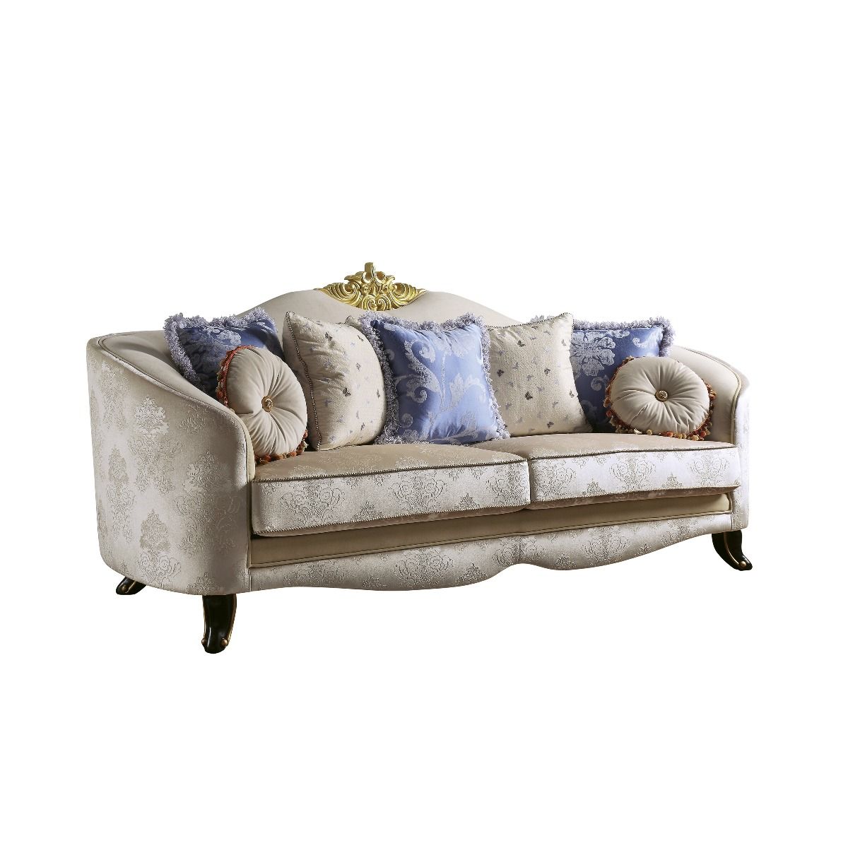 ACME Sheridan Sofa w/7 Pillows Cream Fabric