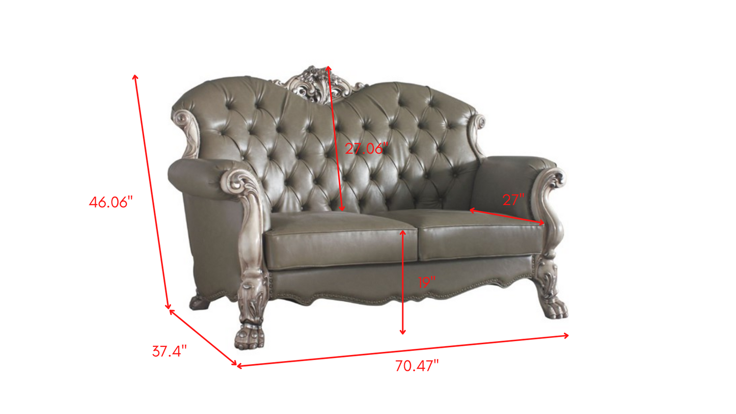 Acme Dresden 71" Loveseat in Vintage Bone White and PU Leather Color
