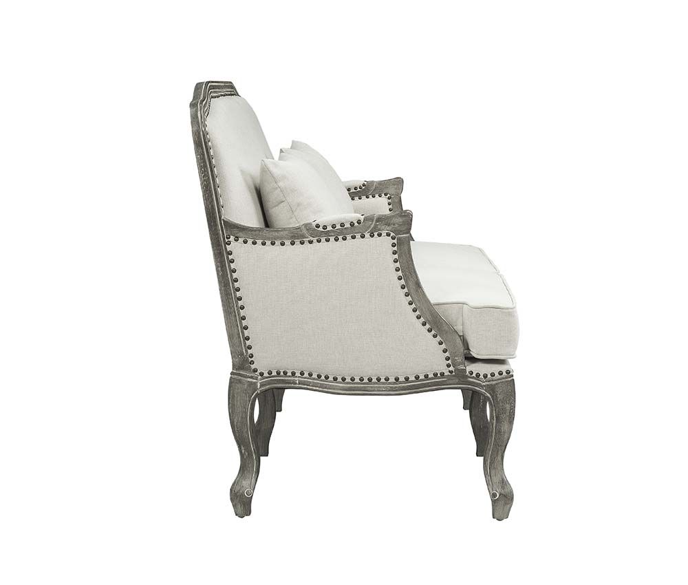 ACME Tania Cream Linen & Brown Finish Sofa