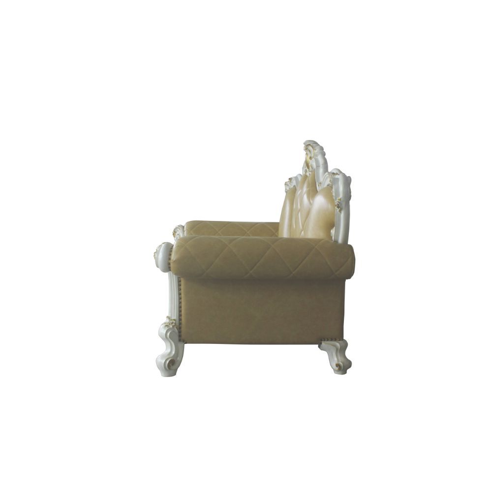 ACME Picardy Loveseat Antique Pearl & Butterscotch PU