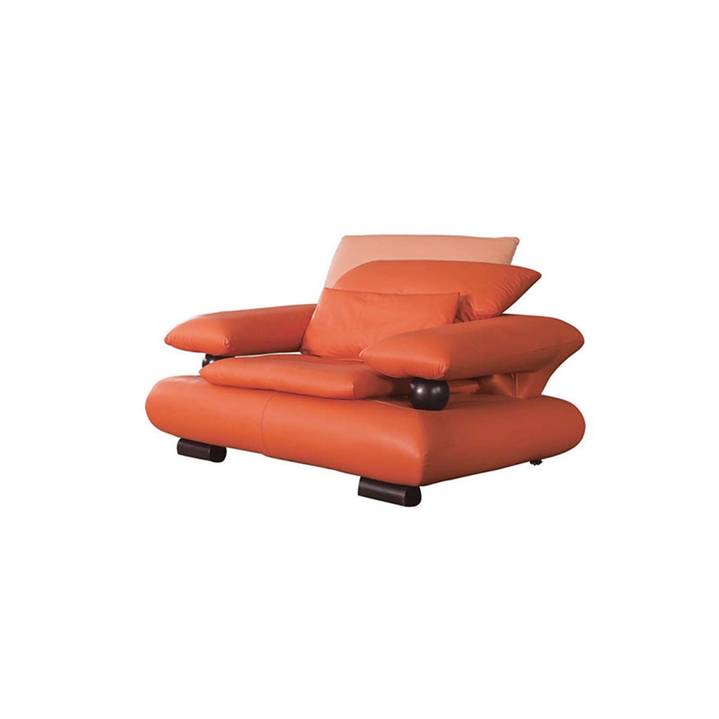 ESF Orange Leather Living Room Sofa Set 3Pcs