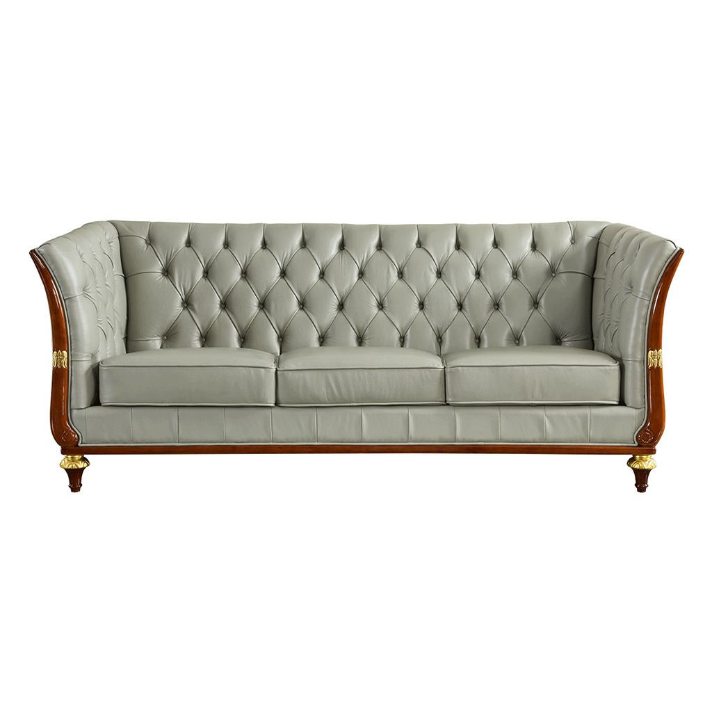 ESF 401 Tufted Grey Leather Sofa SET