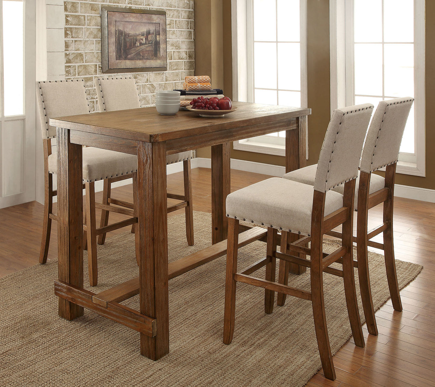 SANIA Natural Tone 5 Pc. Bar Ht. Dining Table Set image