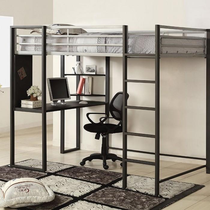 Sherman Silver/Gun Metal Twin Bed w/ Workstation image