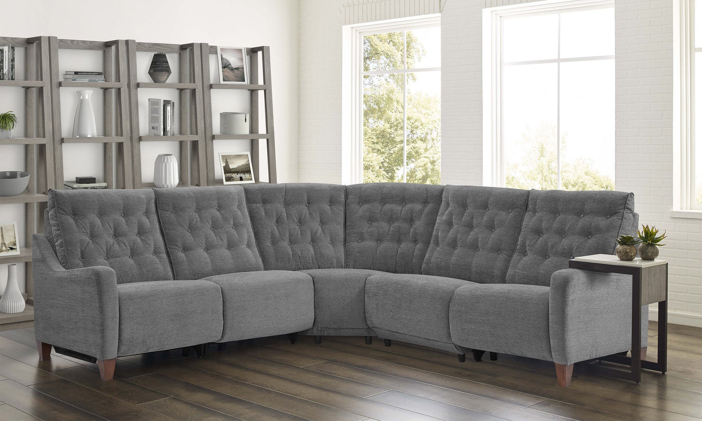 Parker House Chelsea Grey 5pc Modular Power Reclining Sectional