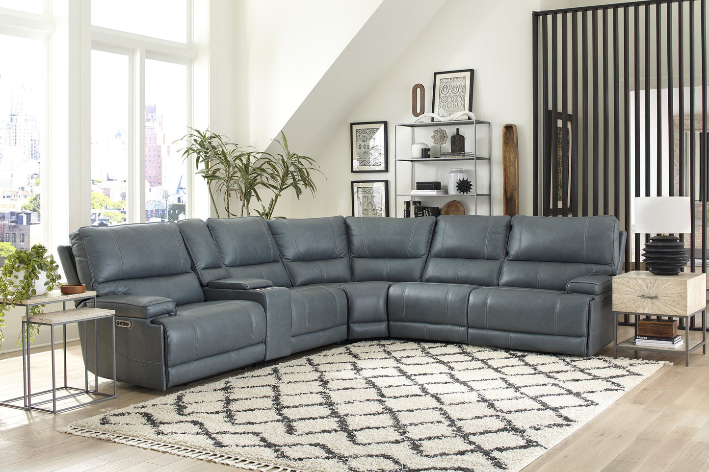 Parker House Whitman Verona Azure Modular Power 6pc Reclining Sectional