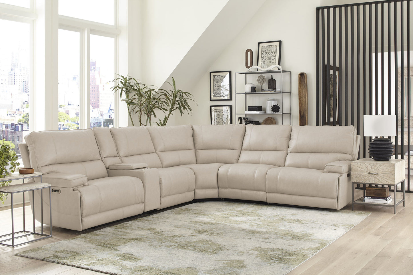 Parker House Whitman Verona Linen Modular Power 6pc Reclining Sectional