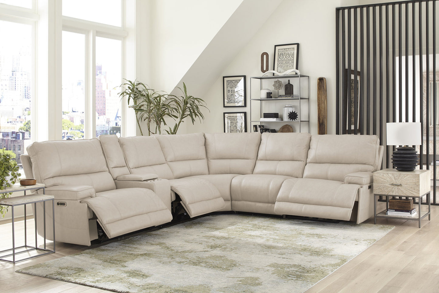 Parker House Whitman Verona Linen Modular Power 6pc Reclining Sectional