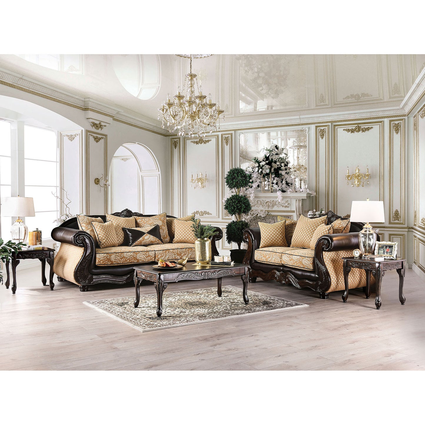 Aislynn Gold/Espresso Sofa + Love Seat image