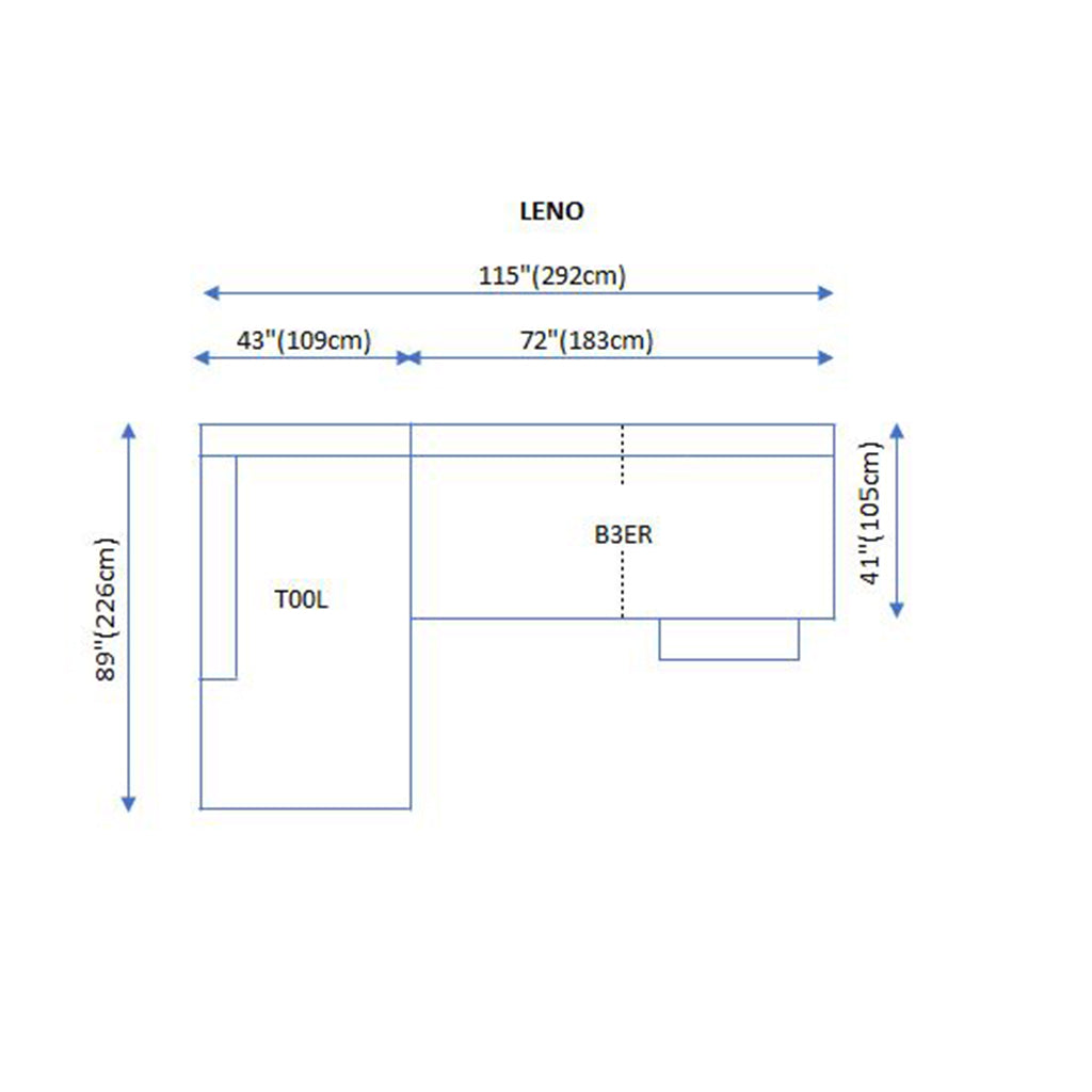 ESF Leno Cream Fabric Sectional Sofa Left w/Electric Recliner
