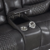 Coaster North Cushion Back Power^2 Loveseat With Console Grey| Leather/PVC| Width: 76 in Depth: 40 in Height: 42 in