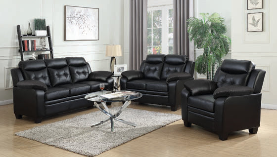 Coaster Finley Tufted Upholstered Sofa Black| Leatherette| Width: 78.5 in Depth: 36 in Height: 40 in