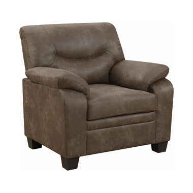 Coaster Meagan Upholstered Chair Brown With Pillow Top Arms