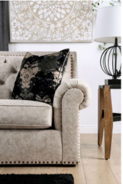 Furniture of America PARSHALL LOVESEAT Nailhead trim & Single Cushion Seat Pillows Included