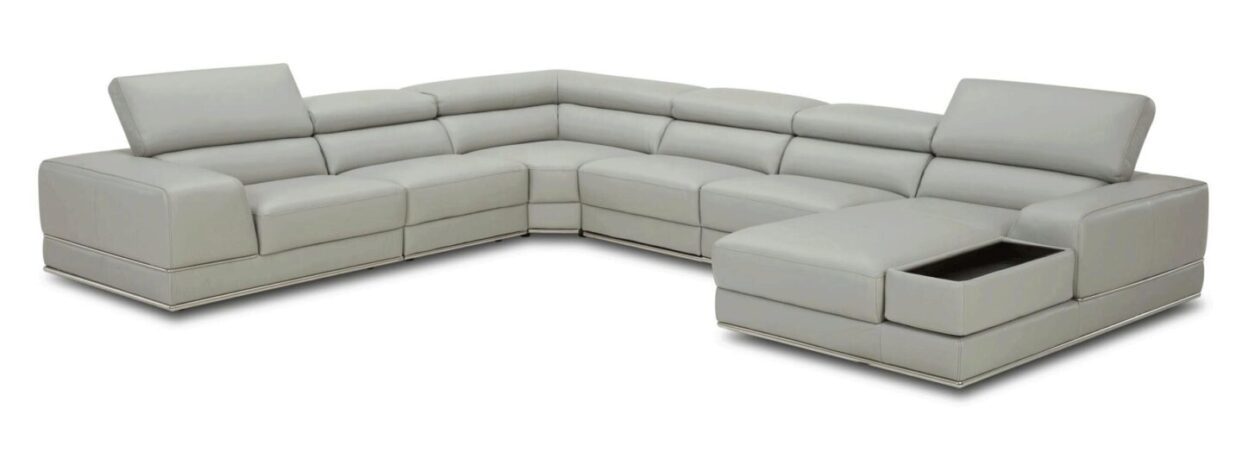 ESF 1576 GREY Top-grain Leather Sectional Sofa
