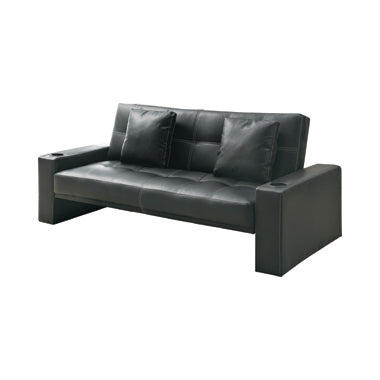 Coaster Spears Sofa Bed With Cup Holders In Armrests Black | Sofa Bed