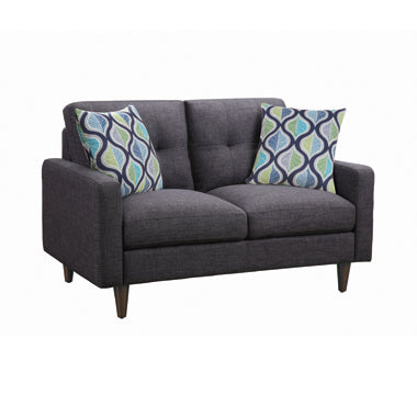 Coaster Watsonville Tufted Back Loveseat Grey |Linen-like |Width: 54 in Depth: 33.75 in Height: 34.25 in