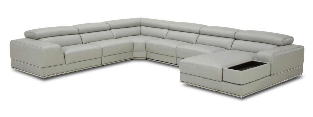ESF 1576 GREY Top-grain Leather Sectional Sofa