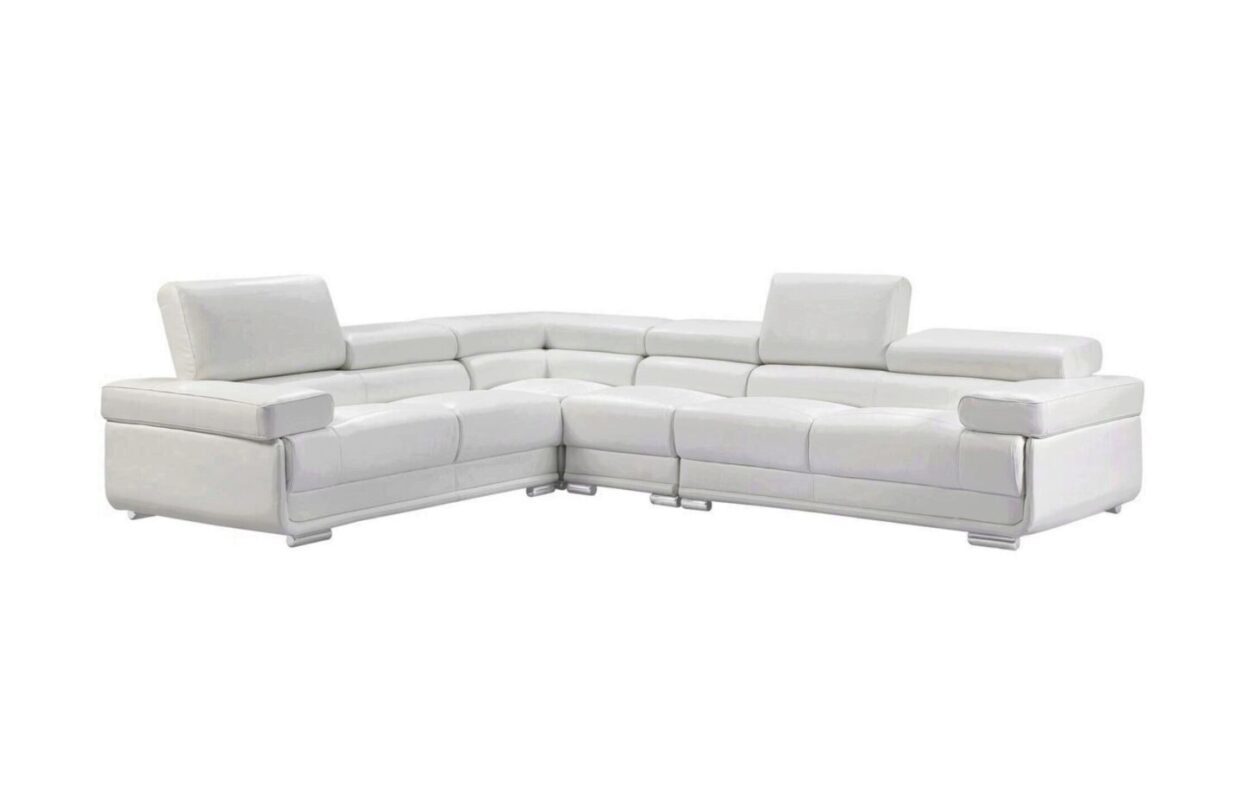 ESF 2119 White Luxury Top-grain Leather Sectional Sofa