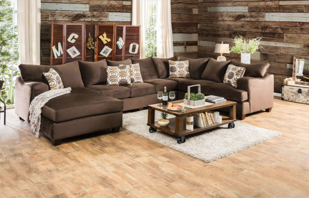 Furniture of America WESSINGTON SOFA High-Density Foam T-Cushions, Premium Fabric  and Pillows Included