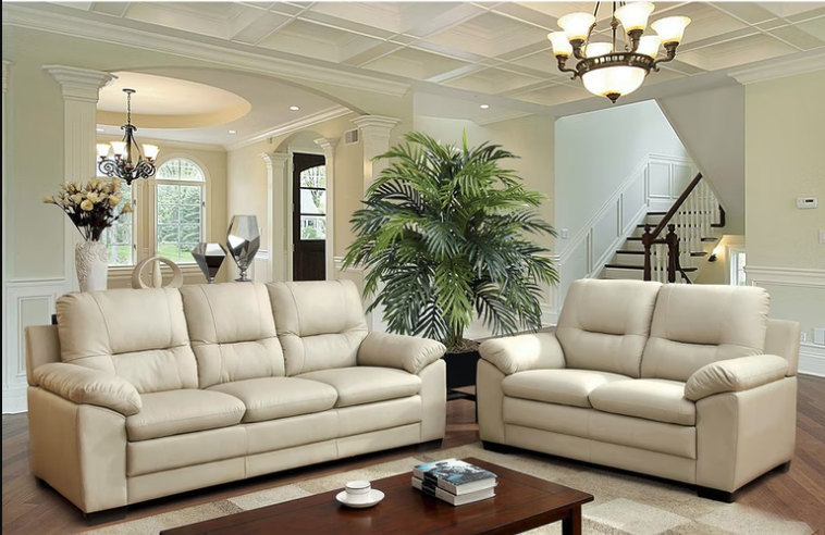 Furniture of America PARMA SOFA Leatherette, Solid Wood, Large Padded Arms and Plush Cushions