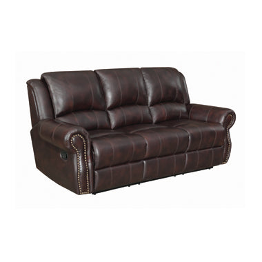 Coaster Sir Rawlinson Nailhead Trim Motion Sofa Dark Brown |Width: 90 in Depth: 39 in Height: 40 in | Leather/PVC