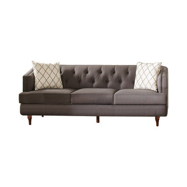 Coaster Shelby Recessed Arms And Tufted Tight Back Sofa Grey And Brown