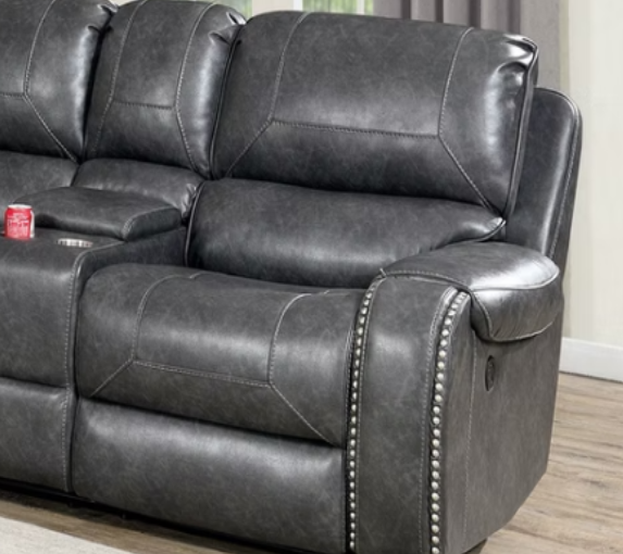 Furniture of America WALTER LOVE SEAT Love Seat w, Storage and Cup holders, Glider Recliner & Nailhead Trim