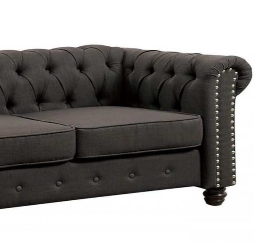 Furniture of America WINIFRED LOVE SEAT Nailhead Trim & Deep Button Tufting Round Bun Feet