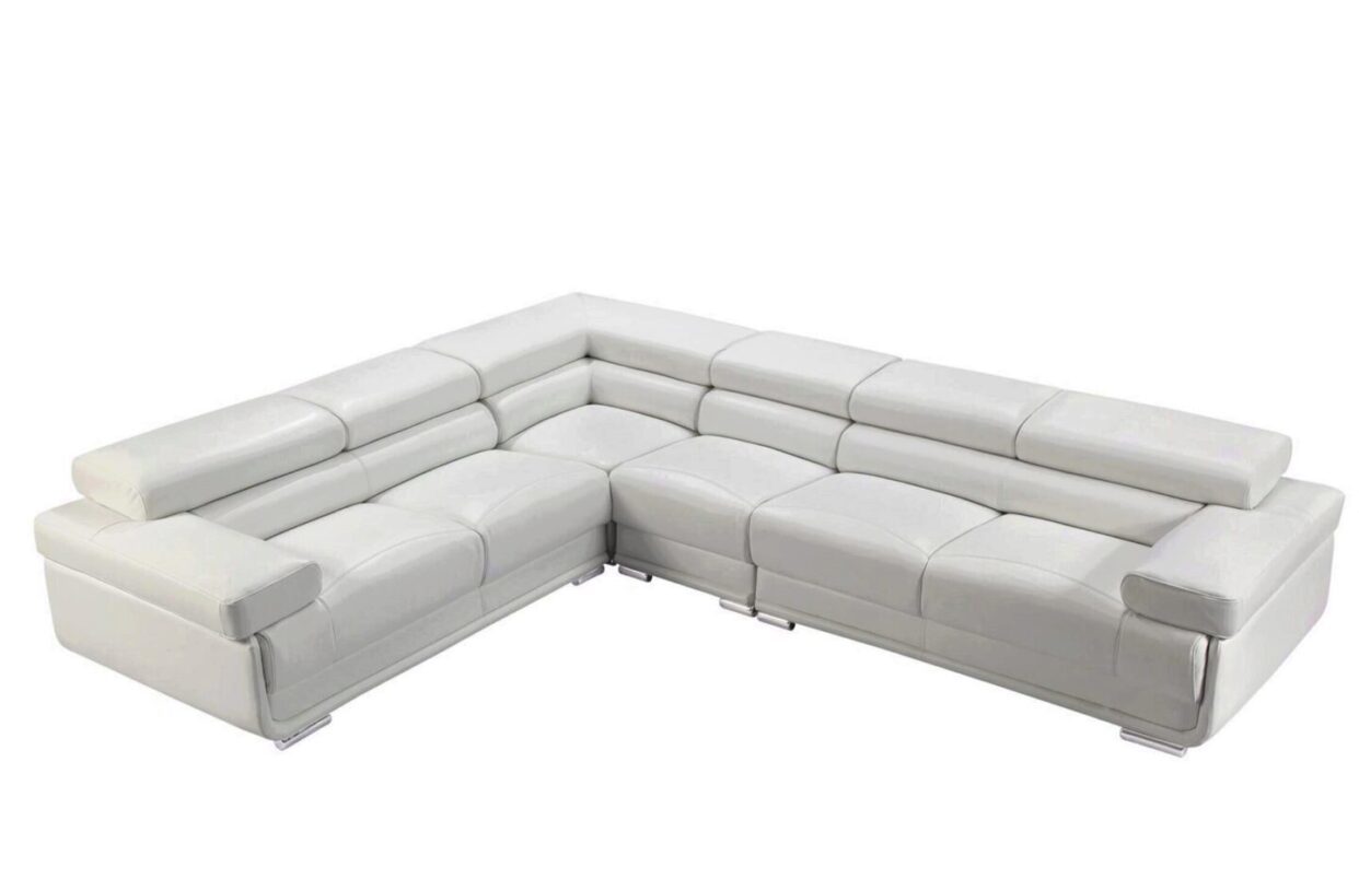 ESF 2119 White Luxury Top-grain Leather Sectional Sofa