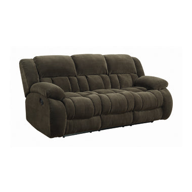Coaster Weissman Pillow Top Arm Motion Sofa Chocolate |Width: 87 in Depth: 41 in Height: 40 in |Padded textured fleece