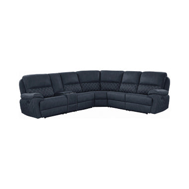 Coaster Variel 6-Piece Modular Motion Sectional Blue |Performance Faux Suede |Width: 125.25 in Depth: 112 in Height: 41.75 in