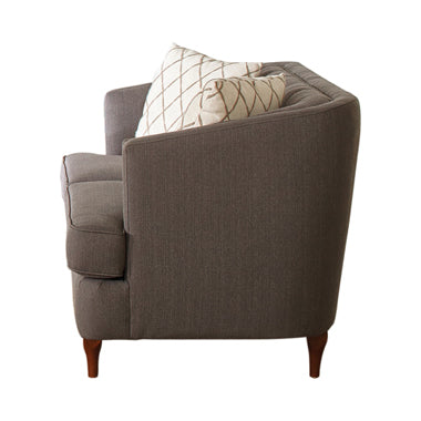 Coaster Shelby Recessed Arm And Tufted Tight Back Loveseat Grey And Brown |Linen-Like |Width: 65 in Depth: 36.5 in Height: 34 in