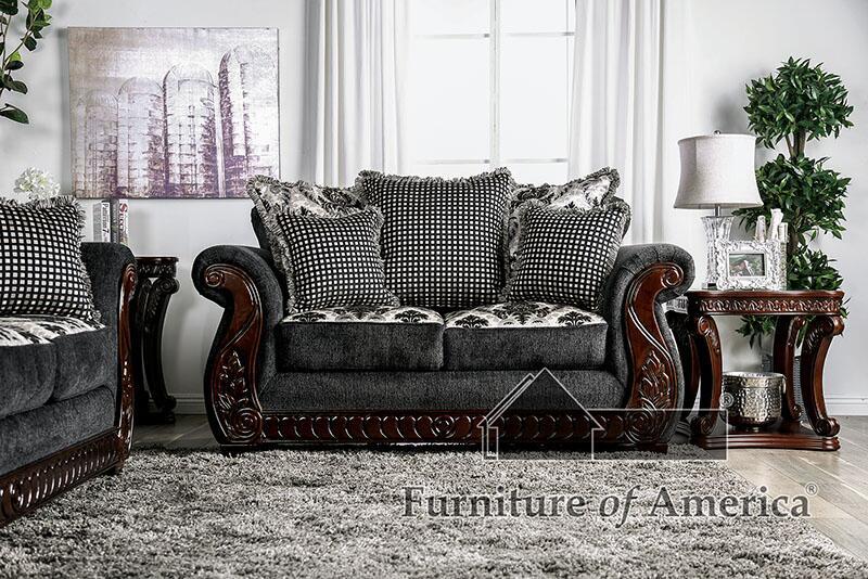 Furniture of America WHITLAND LOVE SEAT Loose Back Pillows & Bun Feet Pillows Included