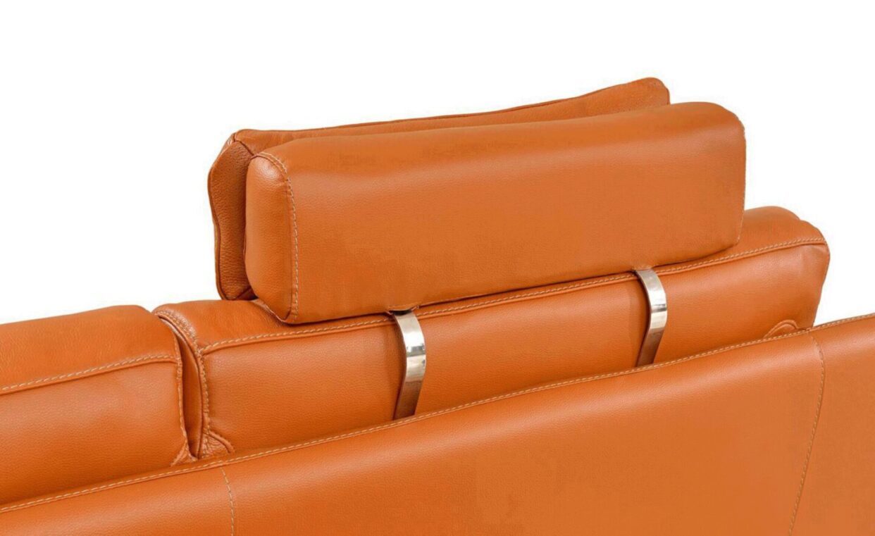 ESF 533 Chic Orange Leather Sectional Modern Sofa With Head Support