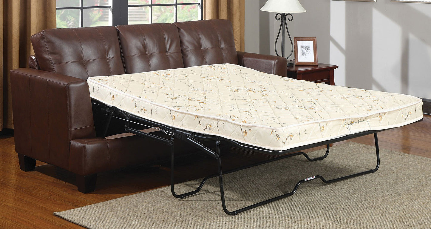 Coaster Samuel Upholstered Sleeper Sofa Dark Brown |Sofa bed