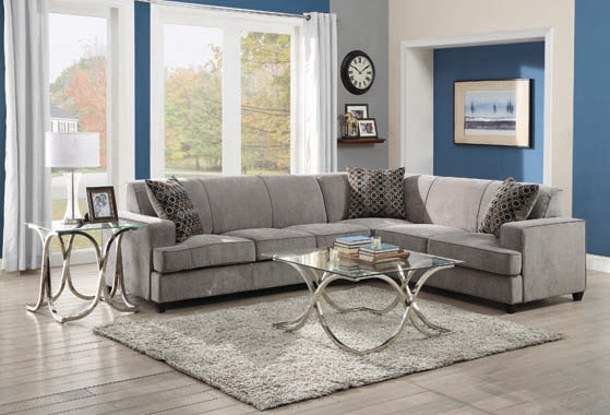 Coaster Tess L-Shape Sleeper Sectional Grey |Sofa Bed