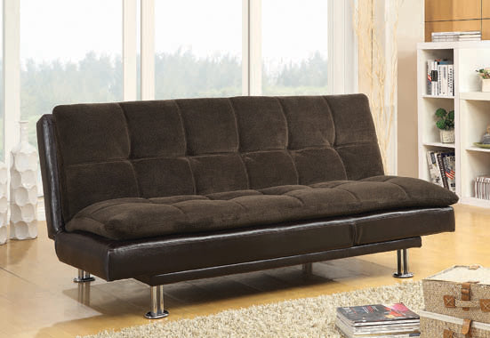 Coaster Lennon Cushion Sofa Bed Brown And Chrome |Sofa Bed