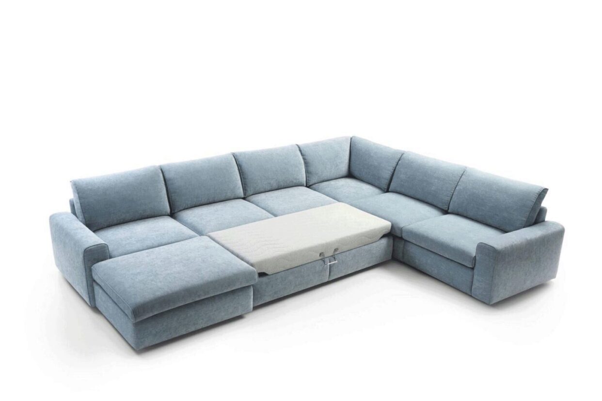 ESF Karato Grey Fabric Sectional Sofa Bed