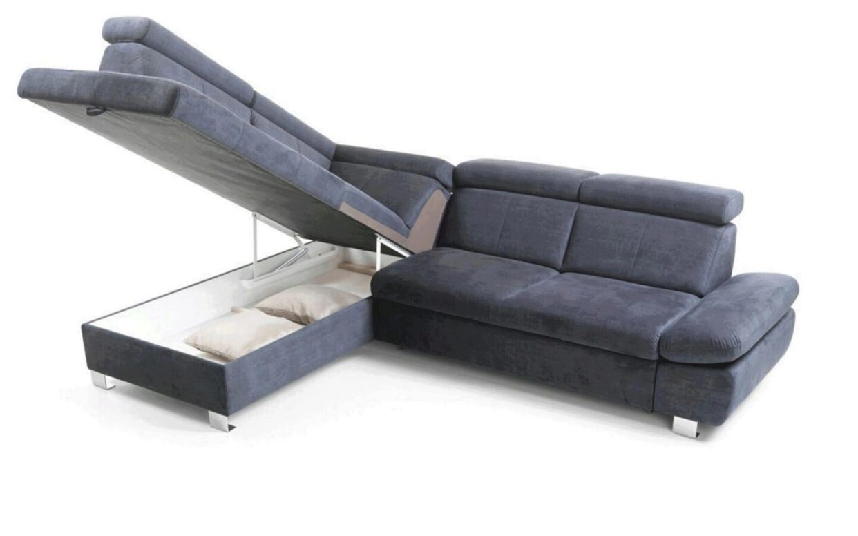 ESF Happy Sectional Sofa RHC w/Bed & Storage Gray Fabric