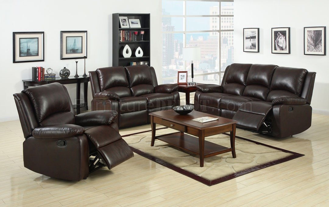 Furniture of America OXFORD SOFA Rustic Dark Brown, Padded Headrest and Recliners