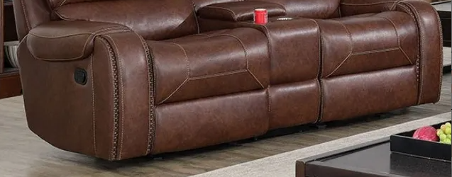 Furniture of America WALTER POWER LOVE SEAT Power Recliner, USB Outlet & Nailhead Trim
