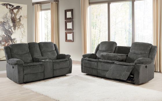 Coaster Jennings 2-Piece Power Living Room Set Charcoal |Performance Chenille |Cool gel memory foam