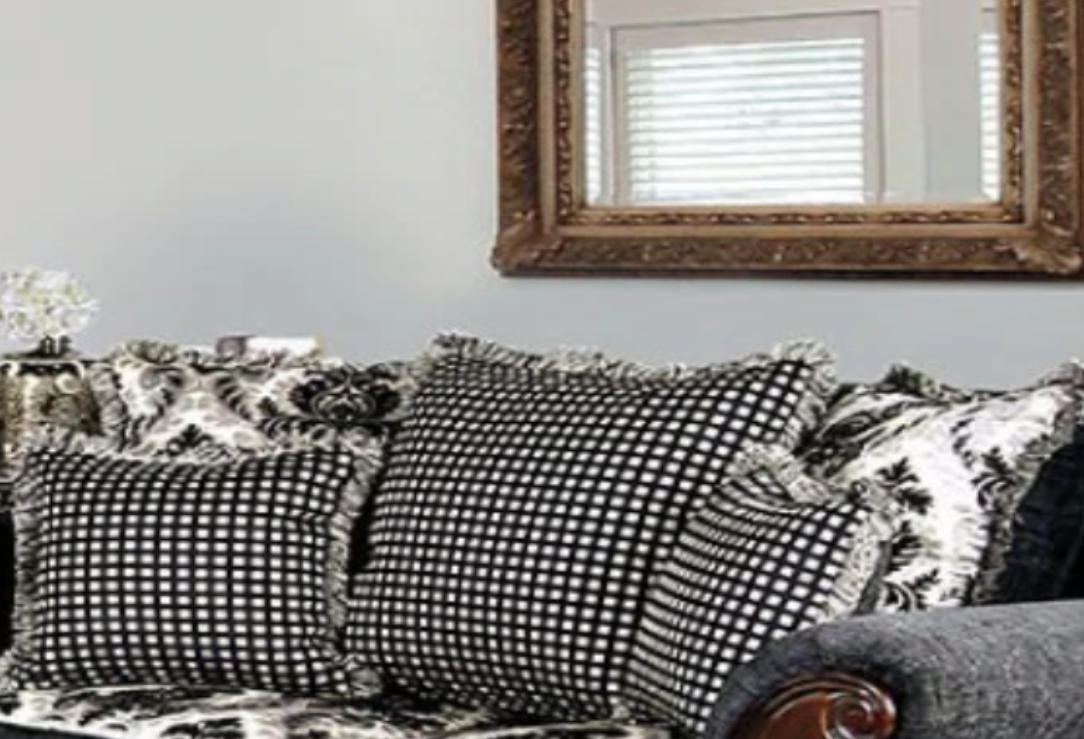 Furniture of America WHITLAND LOVE SEAT Loose Back Pillows & Bun Feet Pillows Included