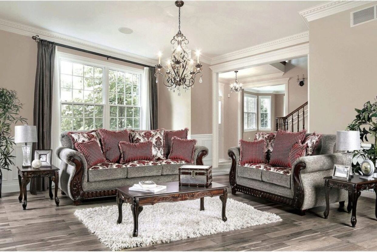 Furniture of AMERICA WHITLAND LOVE SEAT Loose Back Pillows & Bun Feet Pillows Included