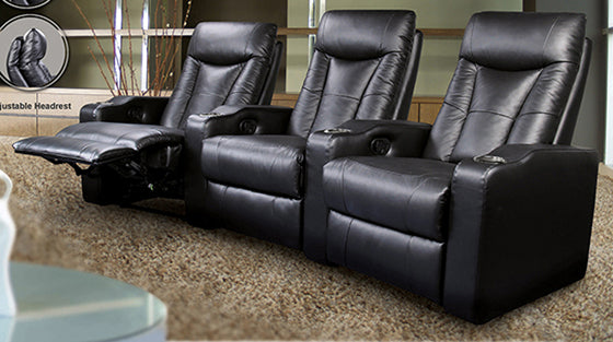 Coaster Pavillion Home Theater 2-Seated Recliner Black |Width: 38.25 in Depth: 40.5 in Height: 42.25 in |Leather/PVC
