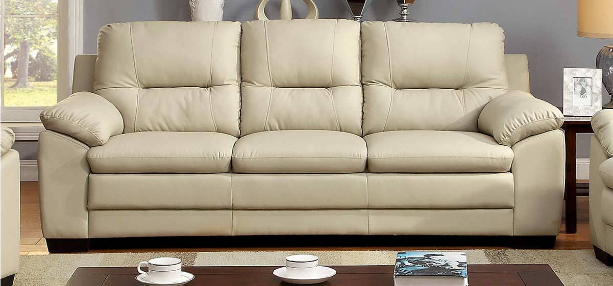Furniture of America PARMA SOFA Leatherette, Solid Wood, Large Padded Arms and Plush Cushions