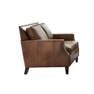 Coaster Leaton Upholstered Recessed Arms Loveseat Brown Sugar| Leather and Split| Width: 59.75 in Depth: 38 in Height: 35 in